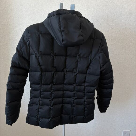Calvin Klein Down Puffer Jacket Women Medium Black Hooded Snow Winter Outerwear - Picture 3 of 9